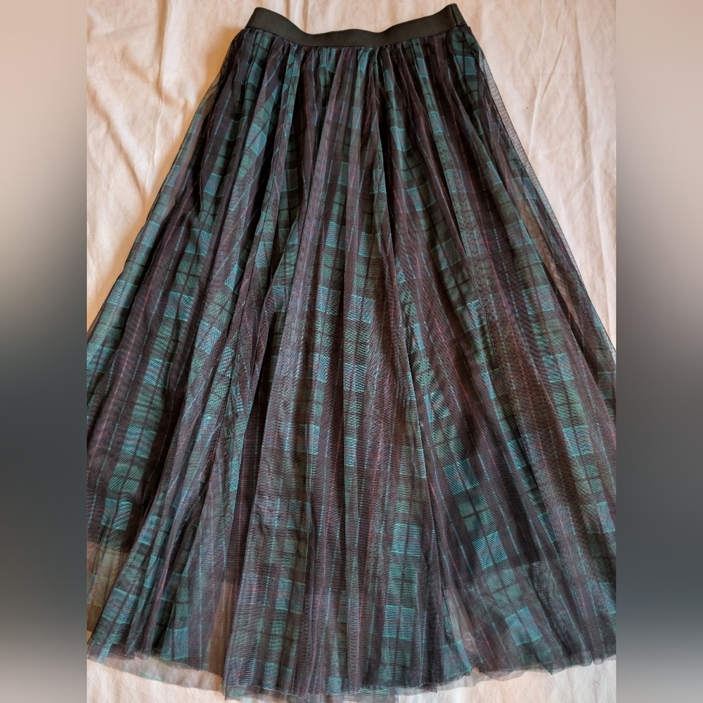 Green And black Plaid  Classic Christmas/Holiday Skirt Her Destiny Size M